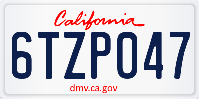 CA license plate 6TZP047