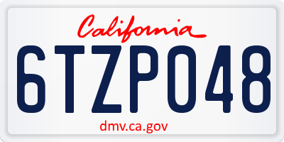 CA license plate 6TZP048