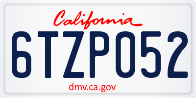 CA license plate 6TZP052