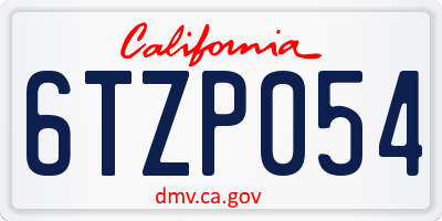 CA license plate 6TZP054