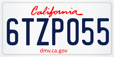 CA license plate 6TZP055