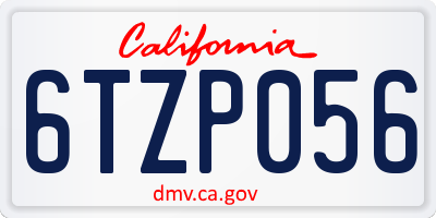 CA license plate 6TZP056
