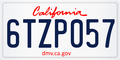CA license plate 6TZP057