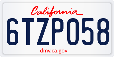 CA license plate 6TZP058