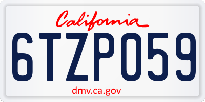 CA license plate 6TZP059