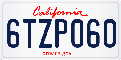 CA license plate 6TZP060