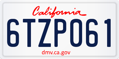CA license plate 6TZP061