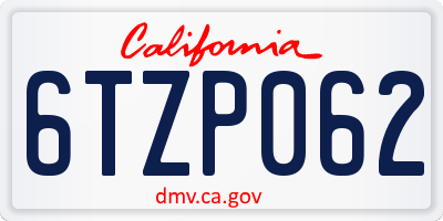 CA license plate 6TZP062