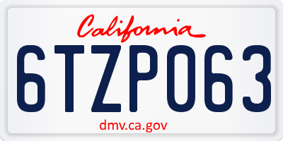 CA license plate 6TZP063