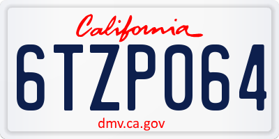 CA license plate 6TZP064