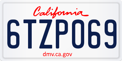 CA license plate 6TZP069