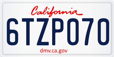 CA license plate 6TZP070