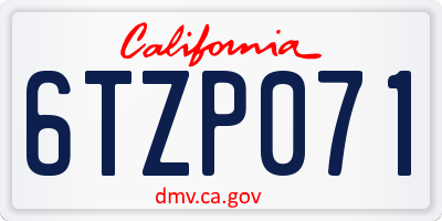CA license plate 6TZP071