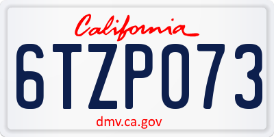 CA license plate 6TZP073