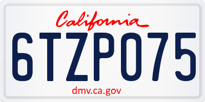 CA license plate 6TZP075