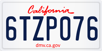 CA license plate 6TZP076