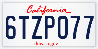 CA license plate 6TZP077