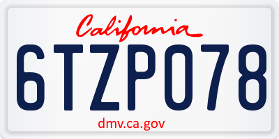 CA license plate 6TZP078