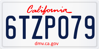 CA license plate 6TZP079