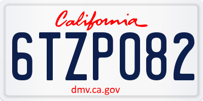 CA license plate 6TZP082