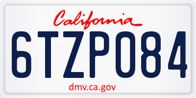 CA license plate 6TZP084