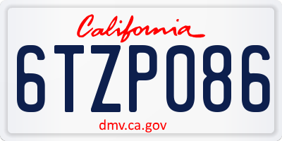 CA license plate 6TZP086