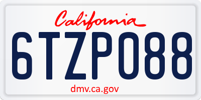 CA license plate 6TZP088