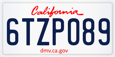 CA license plate 6TZP089