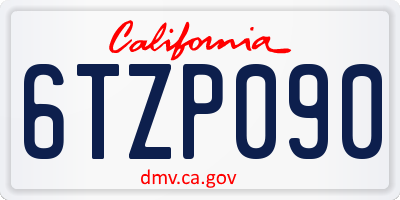 CA license plate 6TZP090