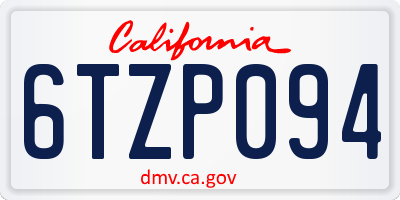 CA license plate 6TZP094