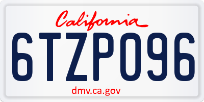 CA license plate 6TZP096