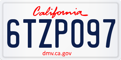 CA license plate 6TZP097