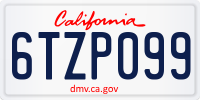 CA license plate 6TZP099