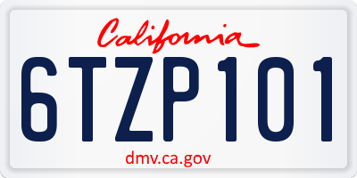 CA license plate 6TZP101