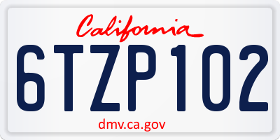 CA license plate 6TZP102