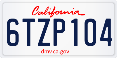 CA license plate 6TZP104