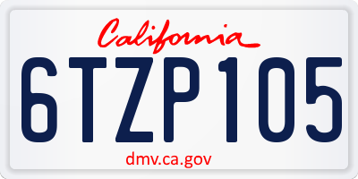 CA license plate 6TZP105