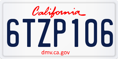 CA license plate 6TZP106