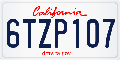 CA license plate 6TZP107