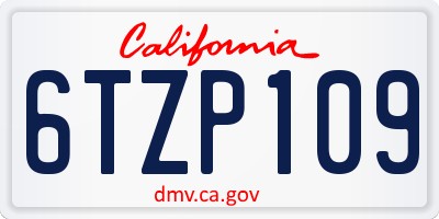 CA license plate 6TZP109