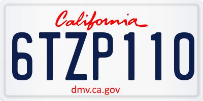 CA license plate 6TZP110