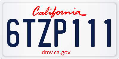 CA license plate 6TZP111