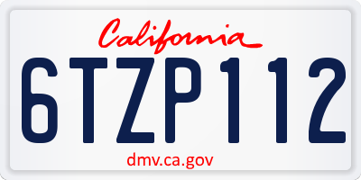 CA license plate 6TZP112