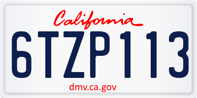 CA license plate 6TZP113