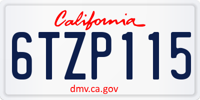 CA license plate 6TZP115