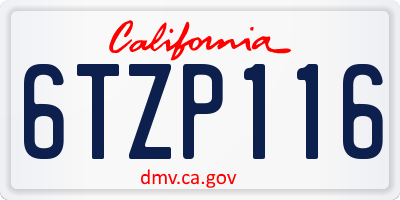 CA license plate 6TZP116