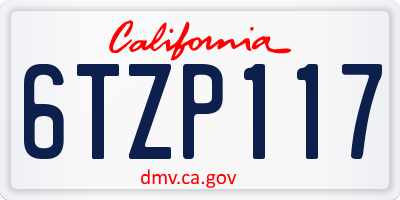 CA license plate 6TZP117