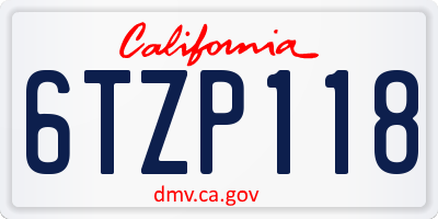 CA license plate 6TZP118