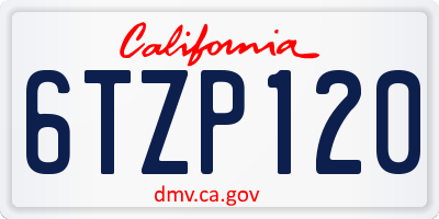 CA license plate 6TZP120