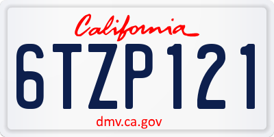 CA license plate 6TZP121